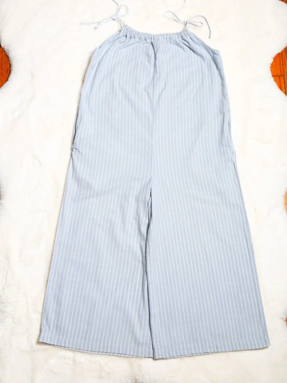 LOST + WANDER Linen Blend Wide-Leg Cropped Striped Jumpsuit